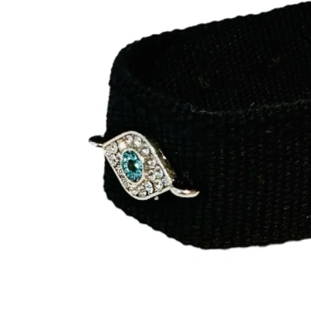 Black Woven Tassel Rhinestone Evil Eye Friendship Bracelet NEW